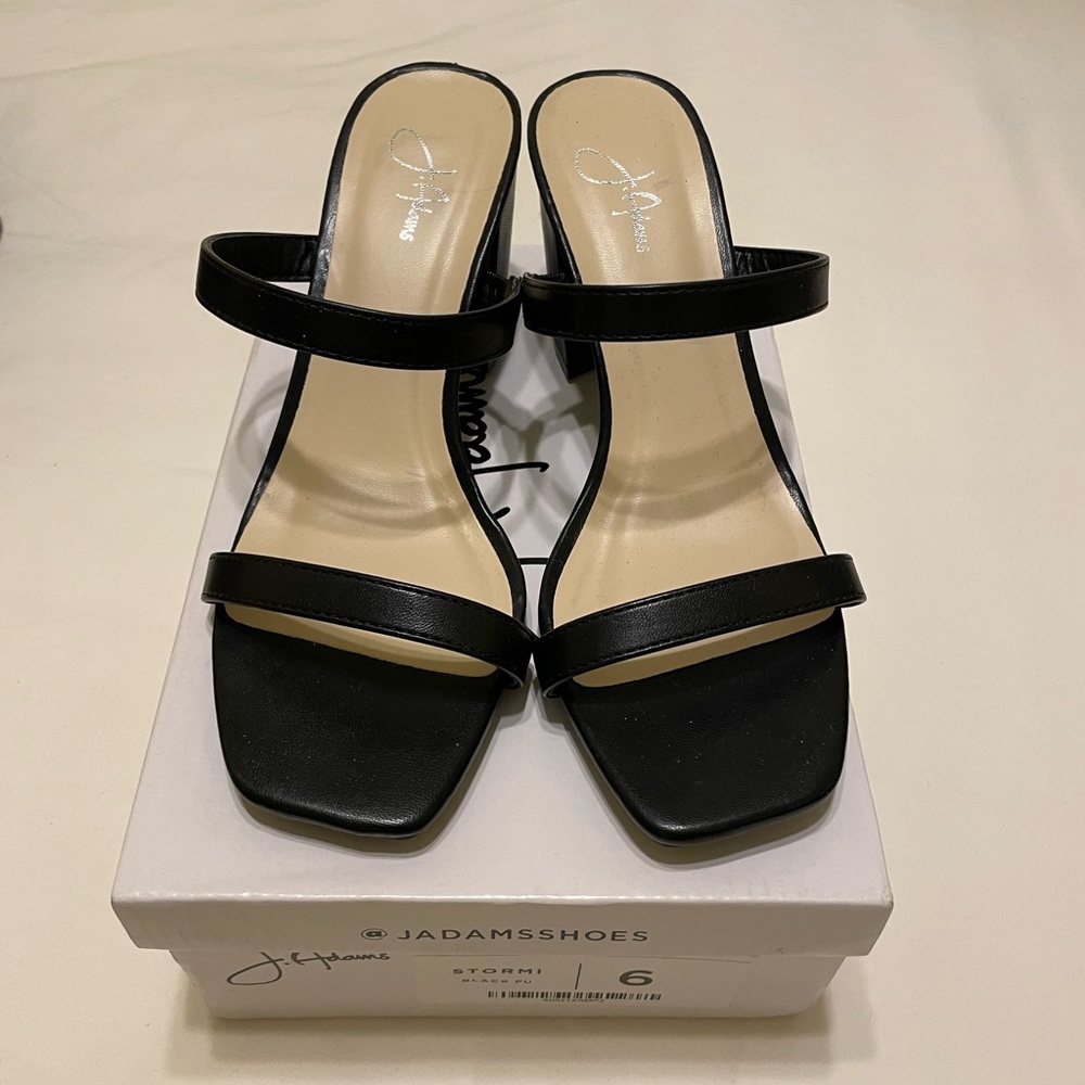J. Adams Stormi strappy black heels, size 6